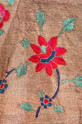 Lot 541 - An embroidered red satin chang-fu, Chinese, circa 1900
