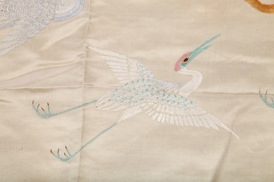 Lot 546 - A Cantonese embroidered dark purple satin panel, Chinese for the European market, 1900-1910s