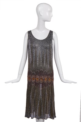 Lot 219 - A beaded black muslin flapper dress, circa 1925