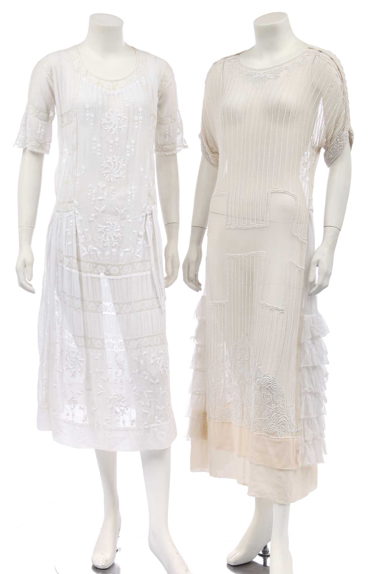Lot 467 - Five white summer dresses, mainly circa 1920