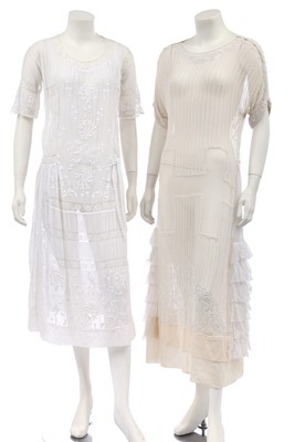 Lot 467 - Five white summer dresses, mainly circa 1920