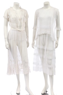 Lot 467 - Five white summer dresses, mainly circa 1920