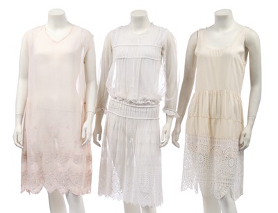 Lot 467 - Five white summer dresses, mainly circa 1920