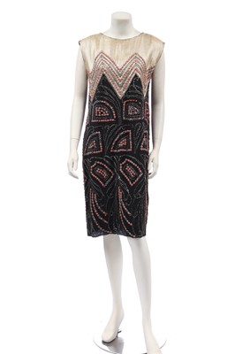 Lot 470 - Two dresses embellished with coral-coloured beads, mid 1920s