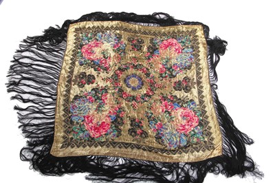 Lot 472 - A floral lamé shawl, French, circa 1925