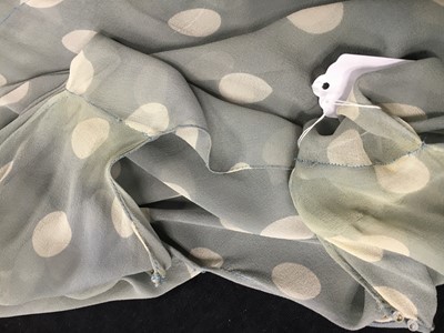 Lot 420 - A polka-dot blue-grey chiffon evening gown, 1930s