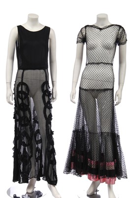 Lot 432 - Two black evening dresses, 1930s