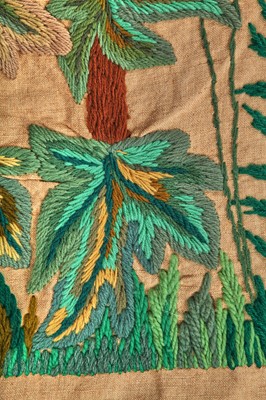 Lot 530 - A crewel-work calico curtain/panel, 1920s or 30s