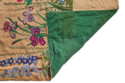 Lot 530 - A crewel-work calico curtain/panel, 1920s or 30s