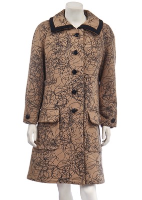 Lot 249 - A Debenham & Freebody 'scribble' printed wool coat, circa 1970