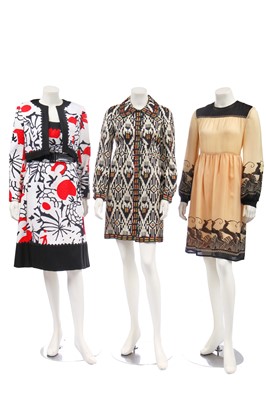 Lot 327 - A group of printed and black clothing, late 1960s-early 70s