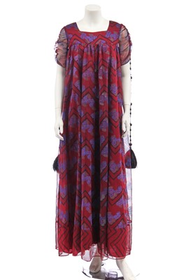 Lot 328 - A Jean Varon stencilled chiffon gown, late 1960s