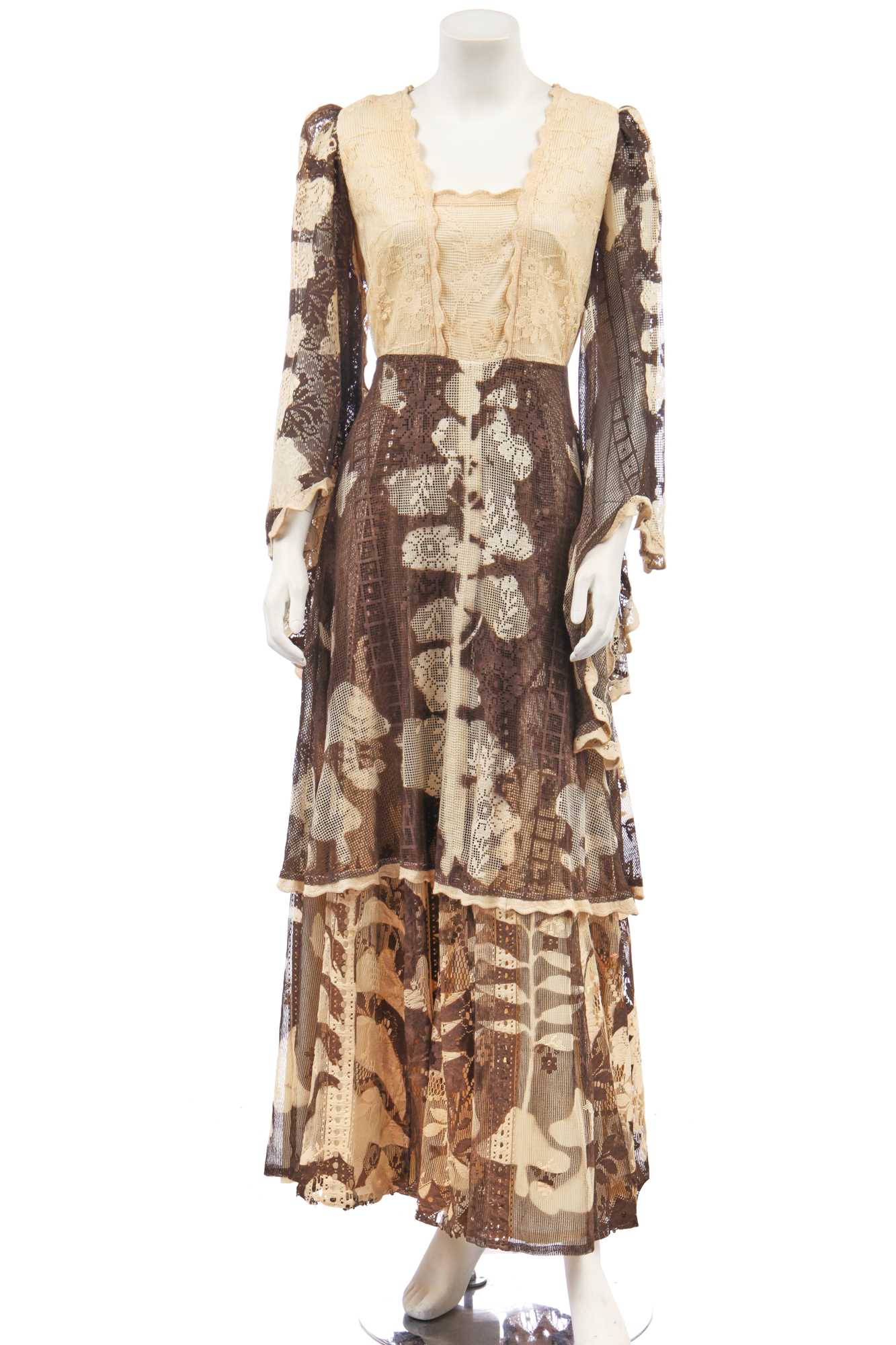 Lot 254 - A Catherine Buckley stencilled lace gown, 1970s