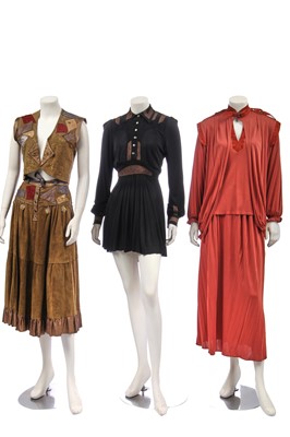 Lot 335 - Three Ann Buck leather and suede ensembles, late 1960s-early 1970s