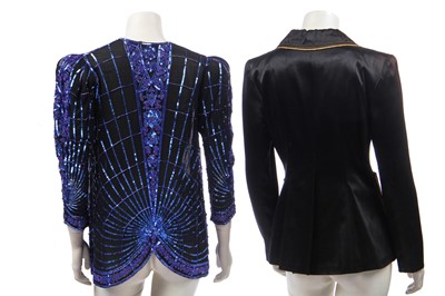 Lot 256 - A Lesley Sandra dress with devoré velvet sleeves and metallic leather yoke, 1970s