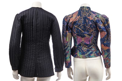 Lot 256 - A Lesley Sandra dress with devoré velvet sleeves and metallic leather yoke, 1970s