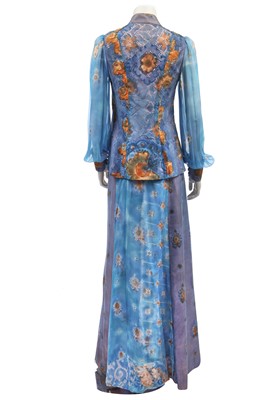 Lot 257 - A Catherine Buckley printed lace and chiffon ensemble, early 1970s