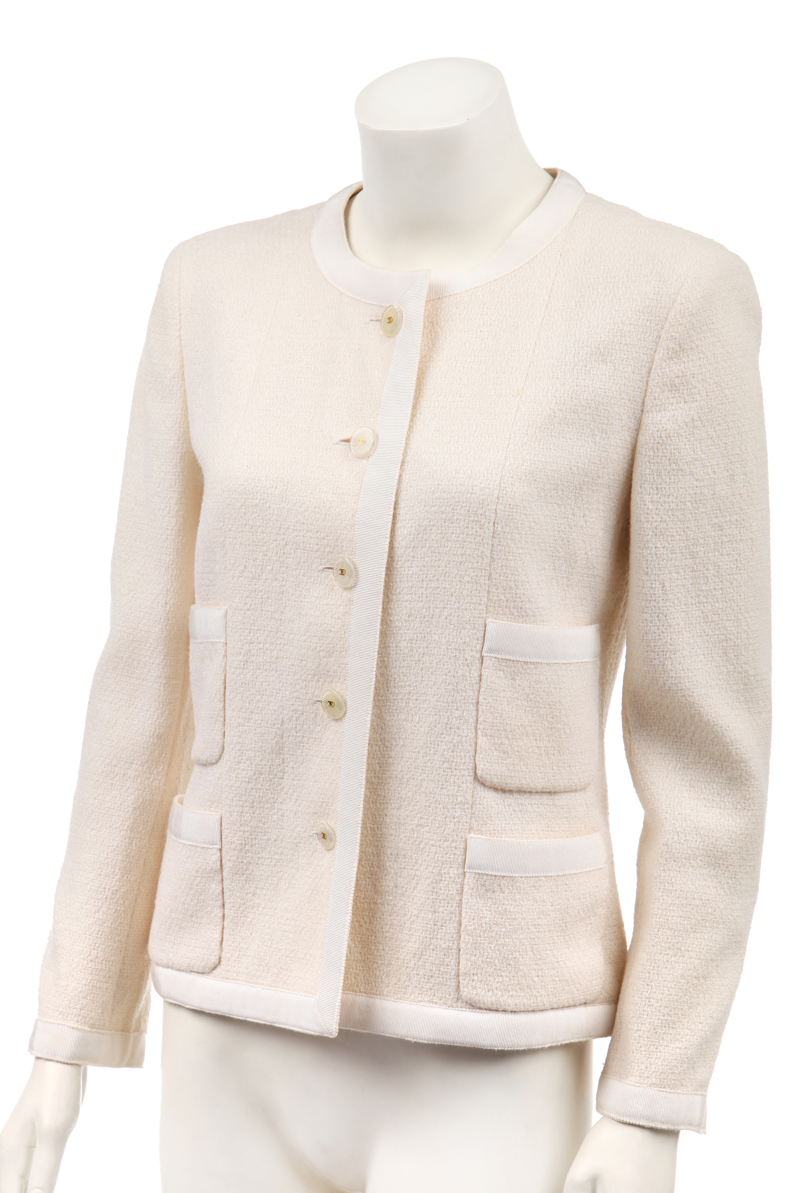 Sold at Auction: Chanel Trench Coat with Tweed Trim