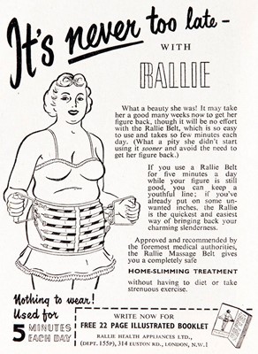 Lot 380 - A Rallie Health Appliances waist-slimming exercise belt, 1957