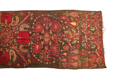 Lot 539 - An embroidered wool scarf, Zoroastrian, Yazd, Persia, 19th century