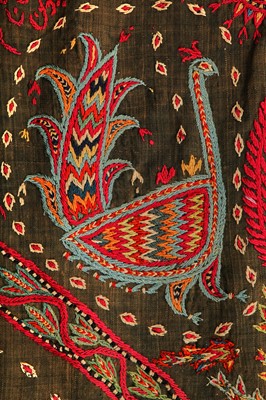 Lot 539 - An embroidered wool scarf, Zoroastrian, Yazd, Persia, 19th century