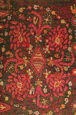 Lot 539 - An embroidered wool scarf, Zoroastrian, Yazd, Persia, 19th century