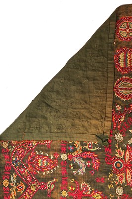 Lot 539 - An embroidered wool scarf, Zoroastrian, Yazd, Persia, 19th century