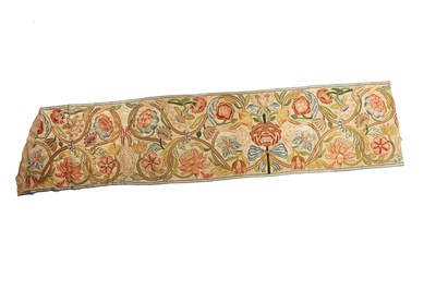 Lot 526 - An embroidered pelmet panel, Italian or Portugese, late 17th-early 18th century