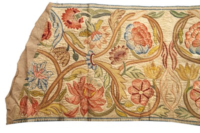 Lot 526 - An embroidered pelmet panel, Italian or Portugese, late 17th-early 18th century