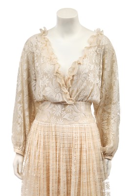 Lot 262 - A Valentino couture lace bridal/summer dress, 1970s