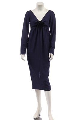 Lot 138 - A Romeo Gigli navy silk-wool empire-line dress, 1990s