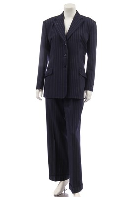 Lot 139 - A John Pearce pinstriped navy wool suit, probably 1990s