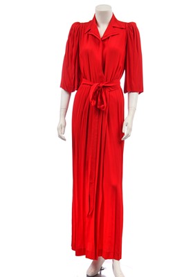 Lot 279 - An Ossie Clark red silk crepe wrap-over dress, 1970s