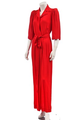 Lot 279 - An Ossie Clark red silk crepe wrap-over dress, 1970s