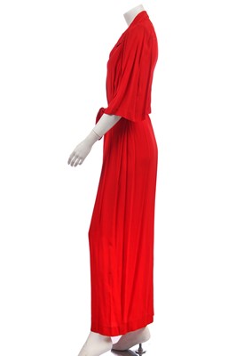 Lot 279 - An Ossie Clark red silk crepe wrap-over dress, 1970s