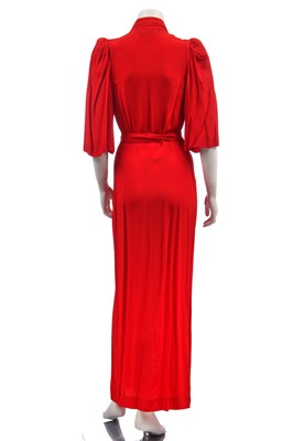 Lot 279 - An Ossie Clark red silk crepe wrap-over dress, 1970s