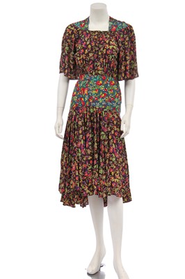 Lot 281 - An Alice Pollock printed marocain dress, 1970s