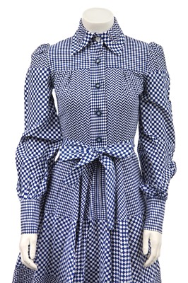 Lot 289 - John Bates for Jean Varon 'checkerboard' cotton maxi-dress, 'Wild West sweetheart', collection, 1973