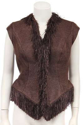 Lot 108 - A Thierry Mugler brown woven raffia-effect jacket, Les Solarisées collection, Spring-Summer 2001