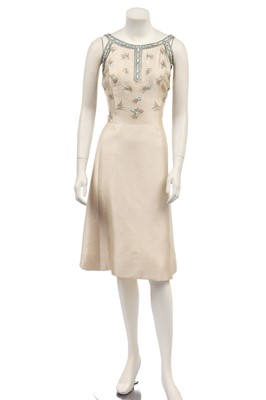 Lot 350 - A Christian Dior ivory ziberline dress, circa 1966