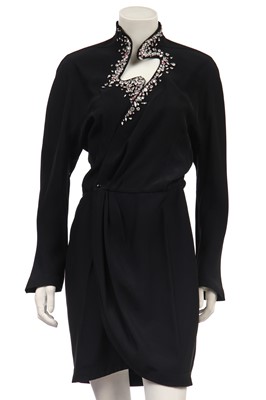 Lot 141 - A Thierry Mugler black silk crepe cocktail dress, probably Autumn-Winter, 1986-87