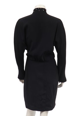 Lot 141 - A Thierry Mugler black silk crepe cocktail dress, probably Autumn-Winter, 1986-87