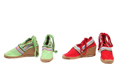 Lot 38 - Two Pairs of Yves Saint Laurent wedge espadrilles, 1990s