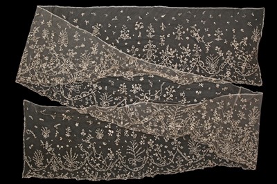 Lot 522 - A stole or flounce of Brussels needle lace appliqué, late 19th century