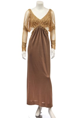 Lot 292 - A Loris Azzaro gilt chainmail and jersey evening dress, 1970s