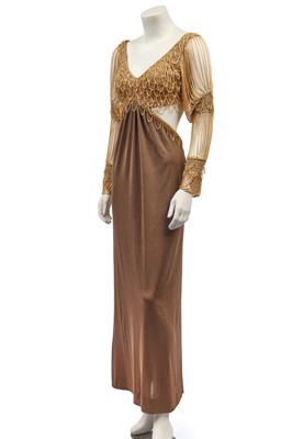 Lot 292 - A Loris Azzaro gilt chainmail and jersey evening dress, 1970s