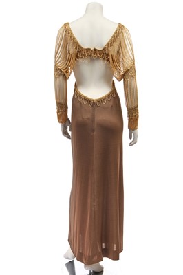 Lot 292 - A Loris Azzaro gilt chainmail and jersey evening dress, 1970s