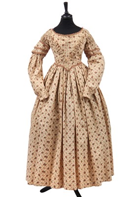 Lot 519 - A good printed wool day dress, late 1830s-early 1840s