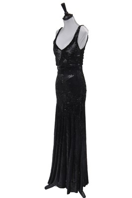 Lot 435 - A Normal Hartnell couture black sequined evening dress, circa 1930