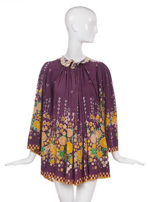 Lot 282 - An Ossie Clark for Radley/Celia Birtwell printed silk smock/dress, 1968